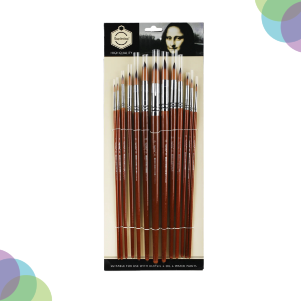 Keep Smiling Synthetic Taklon Brush Sets Long Brown Handle Keep Smiling Synthetic Taklon Brush Sets Long Brown Handle