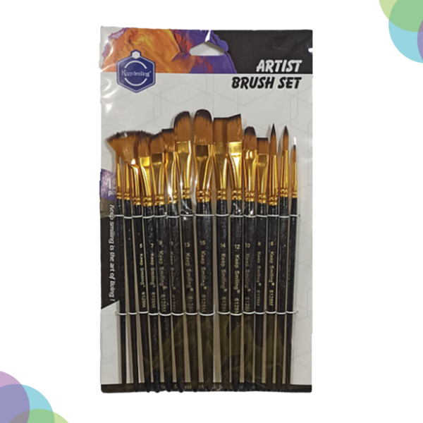 Keep Smiling Synthetic Taklon Mix Brush Set Of 15 Keep Smiling Synthetic Taklon Mix Brush Set Of 15