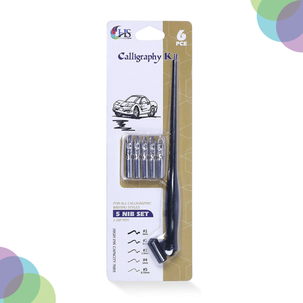 HS Oblique Calligraphy Dip Pen Set With 5 Nibs HS Oblique Calligraphy Dip Pen Set With 5 Nibs