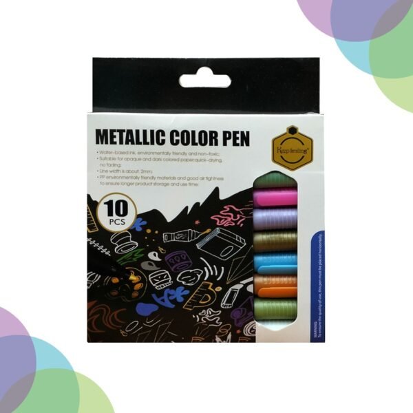 Keep Smiling Metallic Color Pen Set 10