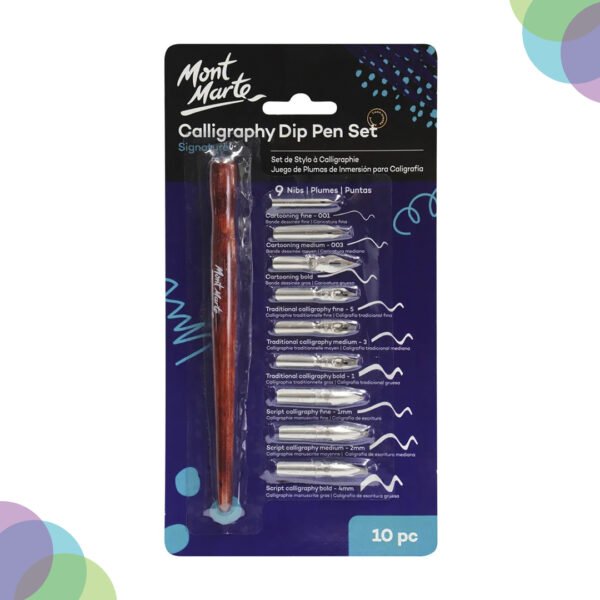 Mont Marte Calligraphy Dip Pen Set - 9 Nib Mont Marte Calligraphy Dip Pen Set 9 Nib