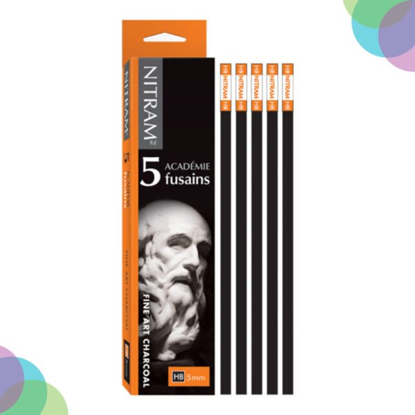 Nitram Academie Fusain HB Medium Charcoal Square 5mm X 5pc Nitram Academie Fusain HB Medium Charcoal Square 5mm X 5pc