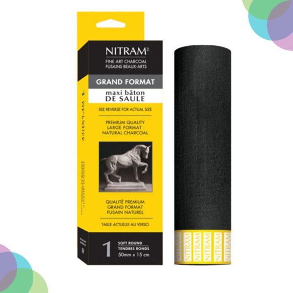 Nitram Maxi Baton de Saule Extra Soft Charcoal Round 50mm X 1pc