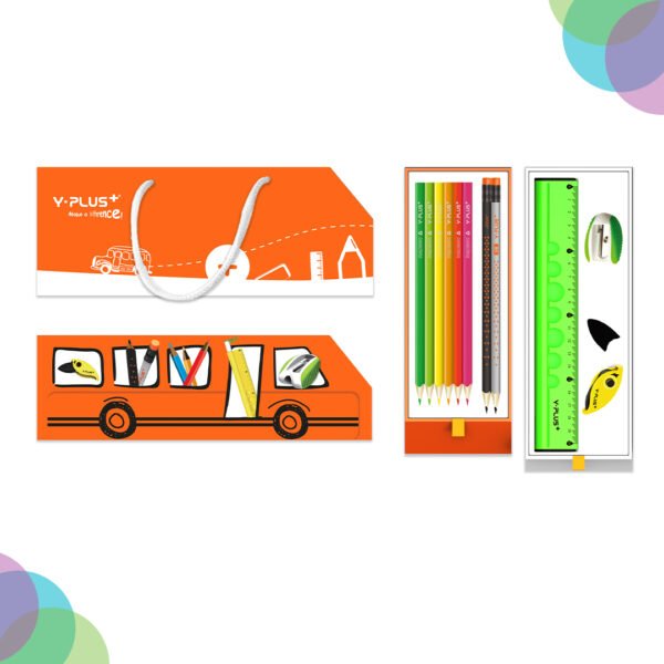 YPLUS 2 Tiers Mini Bus Stationery Kit Geometric Set