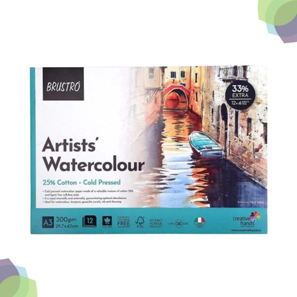 BRUSTRO WaterColour Cold Press Glued Pads 300gsm