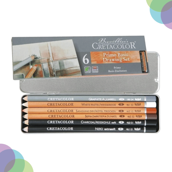 CRETACOLOR Basic Drawing Set of 6 - Tin Box