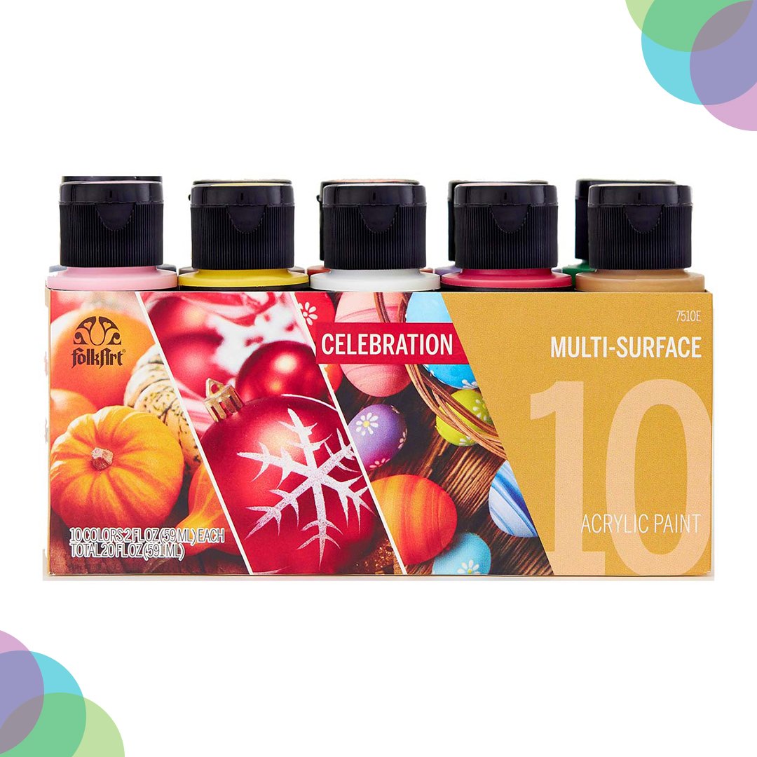 FolkArt Multi-Surface Satin Acrylic Acrylic Colour Set Of 10 Celebrations (7510)