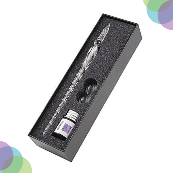 Glass Dip Pen with ink(Colour May Be Vary)