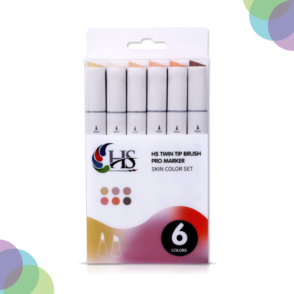 HS Twin Tip Brush Pro Markers Set Of 6 Skin Colour