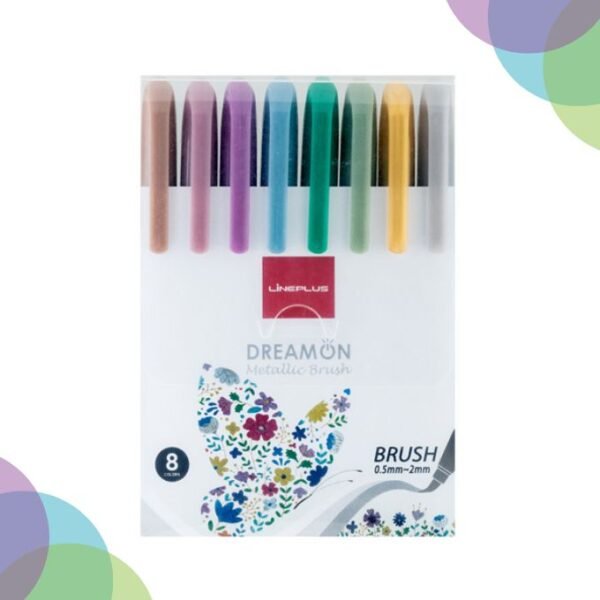 Lineplus Dreamon Metallic Brush Pen 8 Pcs Set