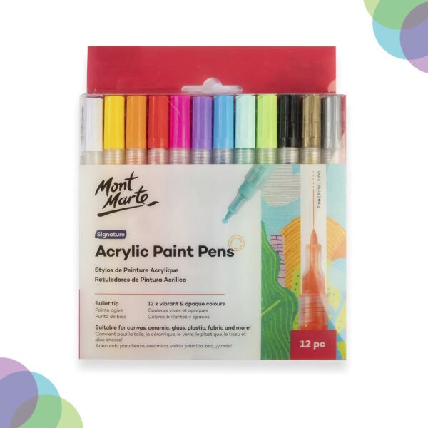 Mont Marte Acrylic Paint Pens Fine Tip 12