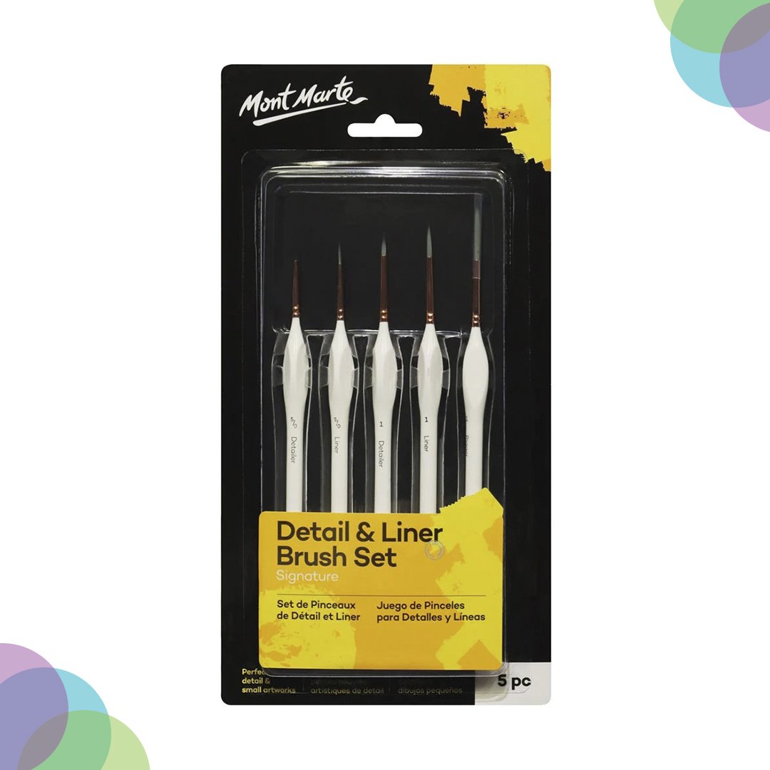 Mont Marte Detail/Liner Brush Set 5Pc