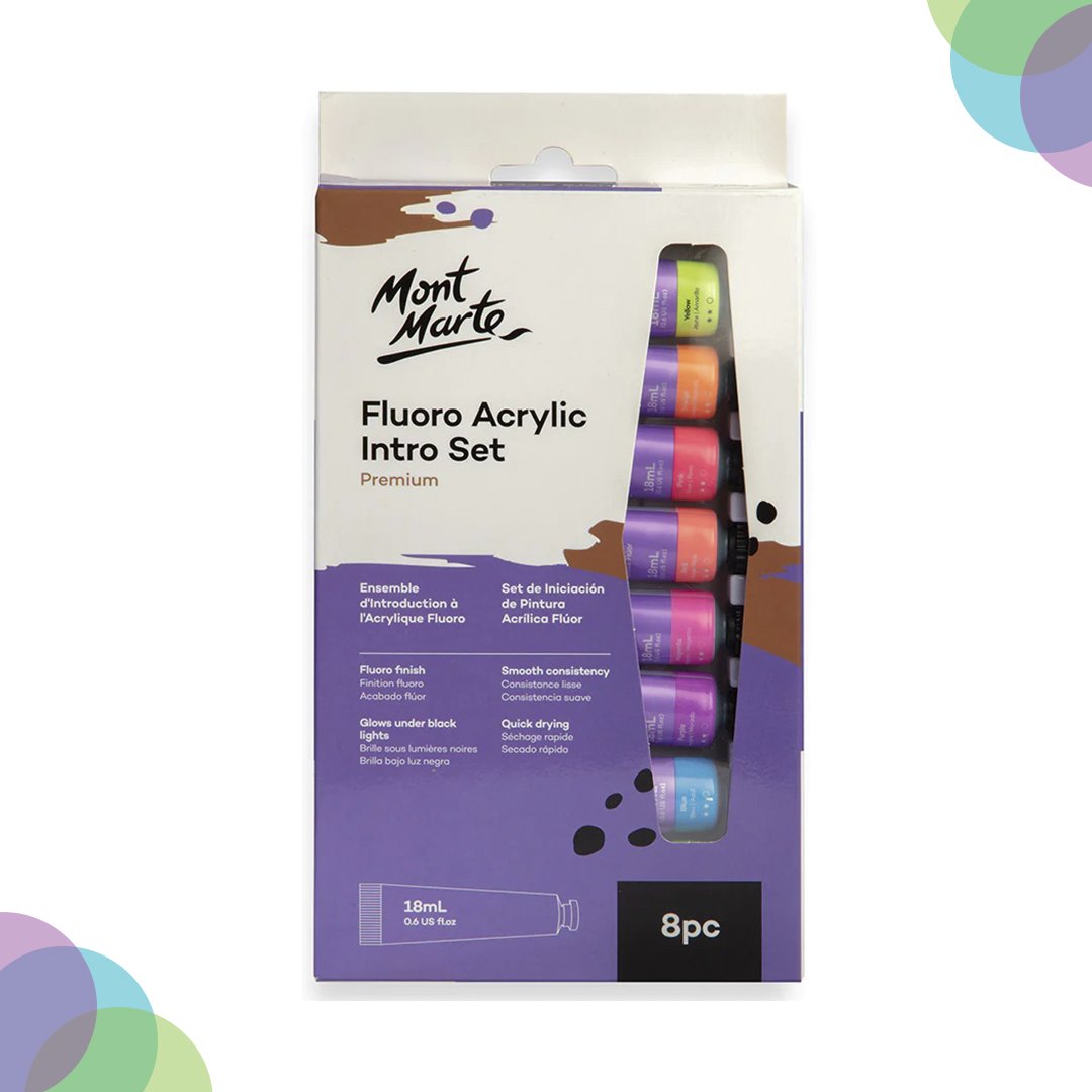 Mont Marte Fluro Acrylic Intro Set 8 x 18ml