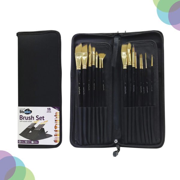 Mont Marte Studio Brush Set in Easel Wallet 15pc