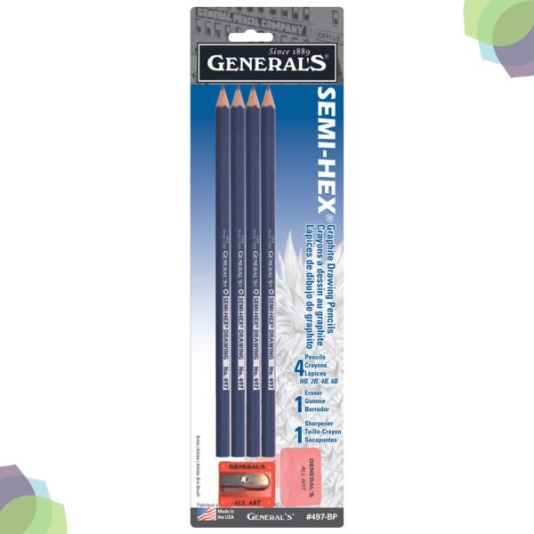 General Semi-Hex Graphite Drawing Pencils 4-Pkg
