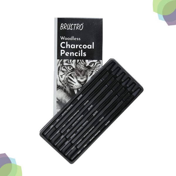 BRUSTRO Woodless Charcoal Pencil Assorted Set of 6