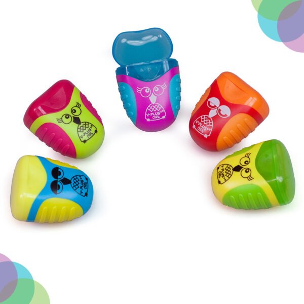 YPLUS Soft Grip Dual Hole Owl Sharpner Pack of 24