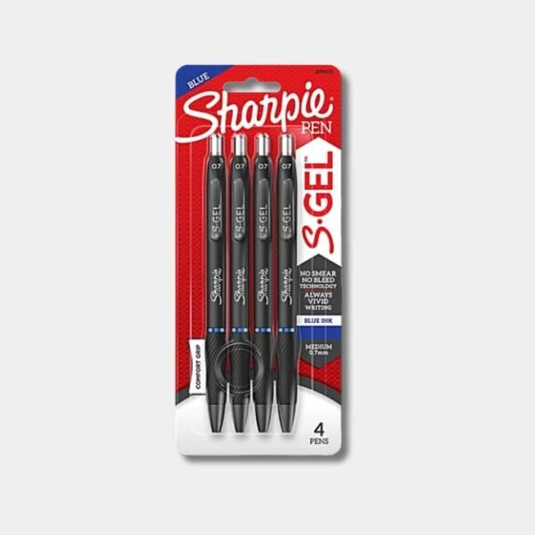 Sharpie S-Gel Pen Black 0.7 Fashion Barrel Blue Set Of 4