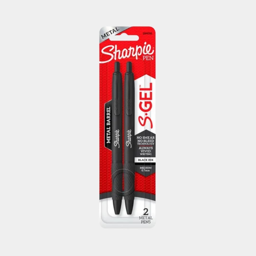 Sharpie S-Gel Pen Black Metal Barrel Matte Black Set Of