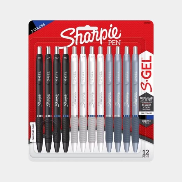 Sharpie S-Gel Pen Black & Blue Ink 0.7 Fashion Barrel Mix Colour Set Of 12