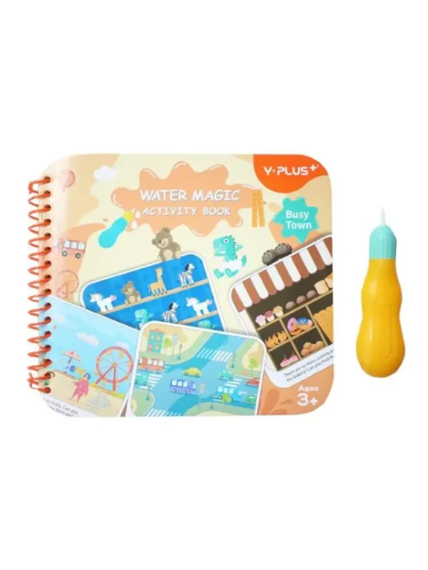 YPLUS Busy Town Waterbook – Reusable Water Colouring Activity Book for Kids