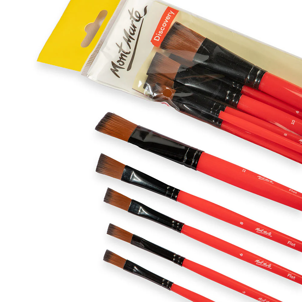 Mont Marte Assorted Flat Brush Set 6pc (Sizes 2–12) - Image 2