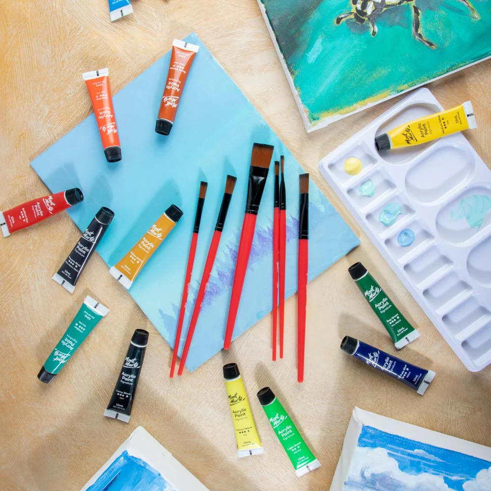 Mont Marte Assorted Flat Brush Set 6pc (Sizes 2–12) - Image 4