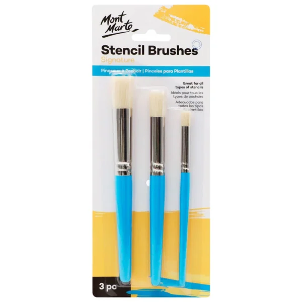 Mont Marte Stencil Brush Set 3pc (Sizes 4, 8, 12)