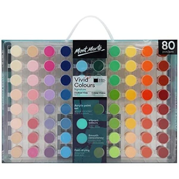 Mont Marte Vivid Colours acrylic paint set 80 pcs with bold, bright pigments