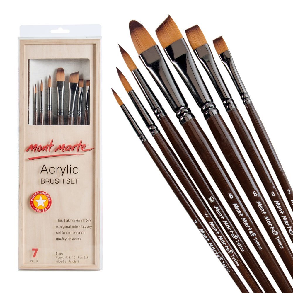 Mont Marte Acrylic Brush Set in Box Premium 7pcs